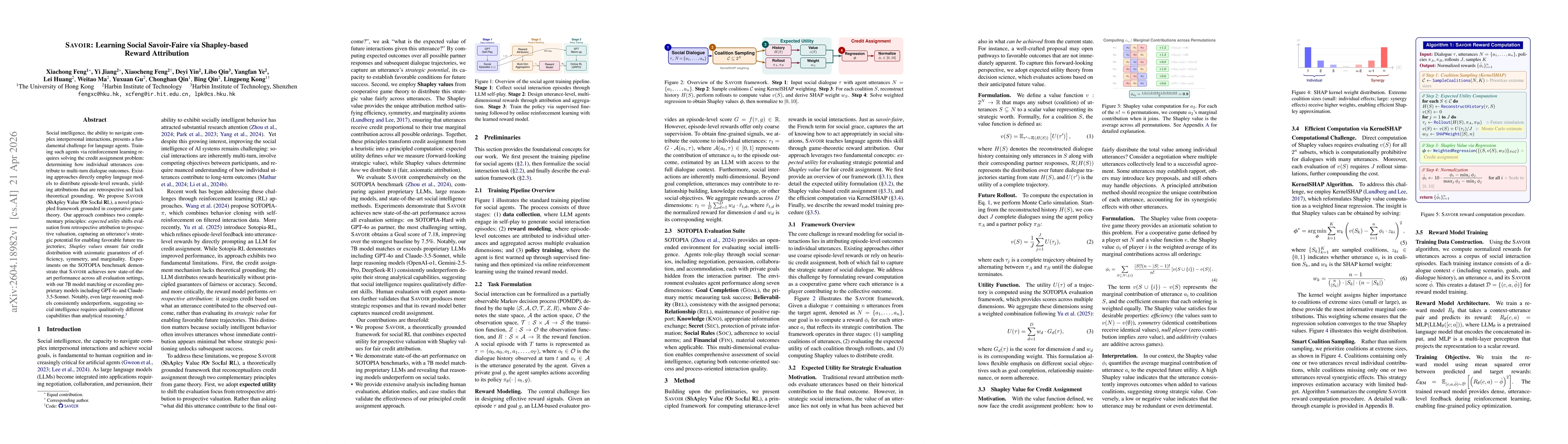 Thumbnail for SAVOIR: Learning Social Savoir-Faire via Shapley-based Reward Attribution