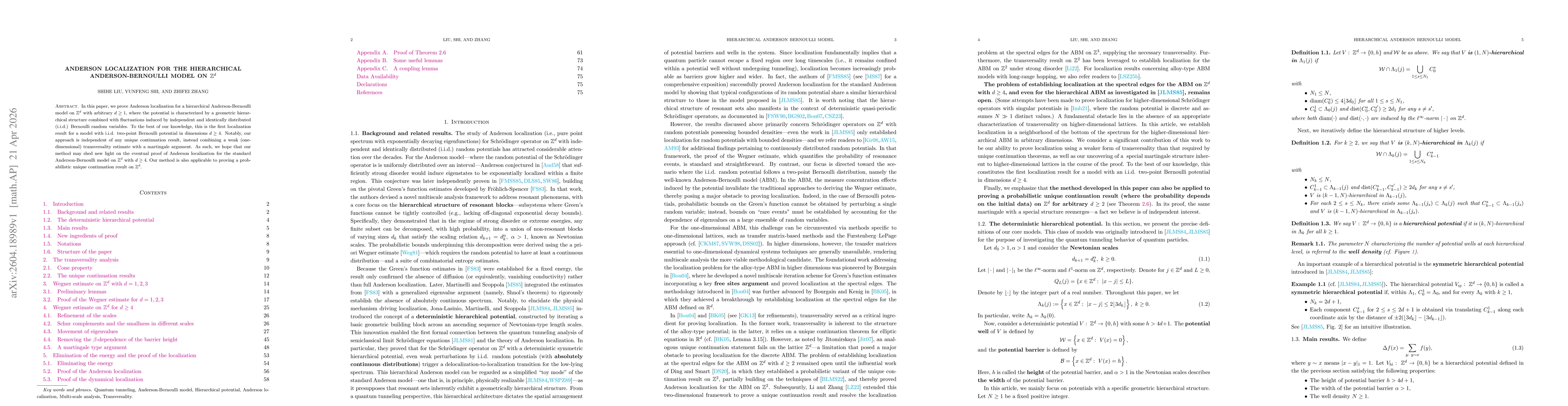 Thumbnail for Anderson Localization for the hierarchical Anderson-Bernoulli model on $\mathbb{Z}^d$