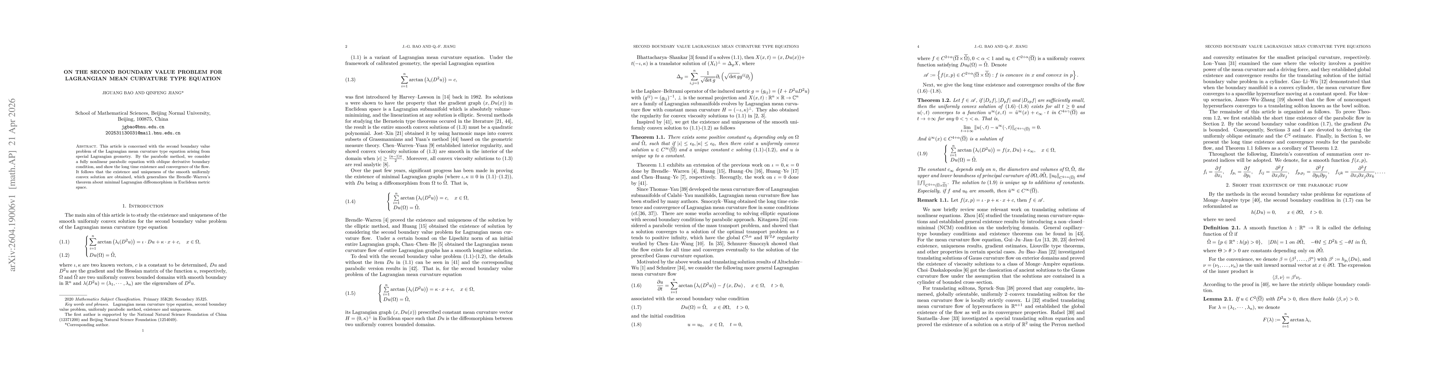 Thumbnail for On the second boundary value problem for Lagrangian mean curvature type equation