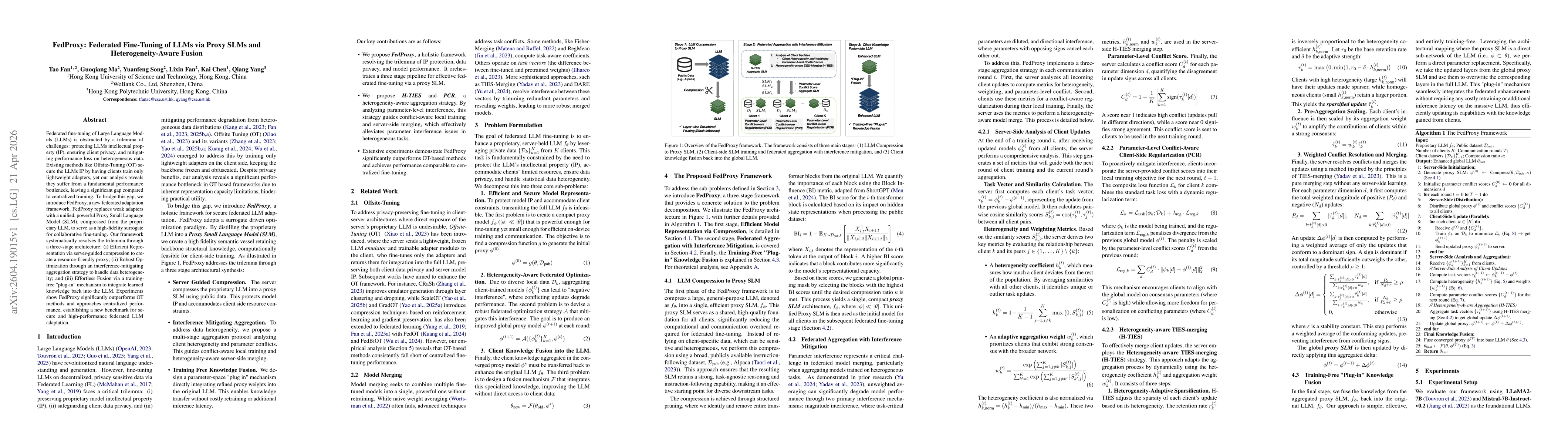 Thumbnail for FedProxy: Federated Fine-Tuning of LLMs via Proxy SLMs and Heterogeneity-Aware Fusion