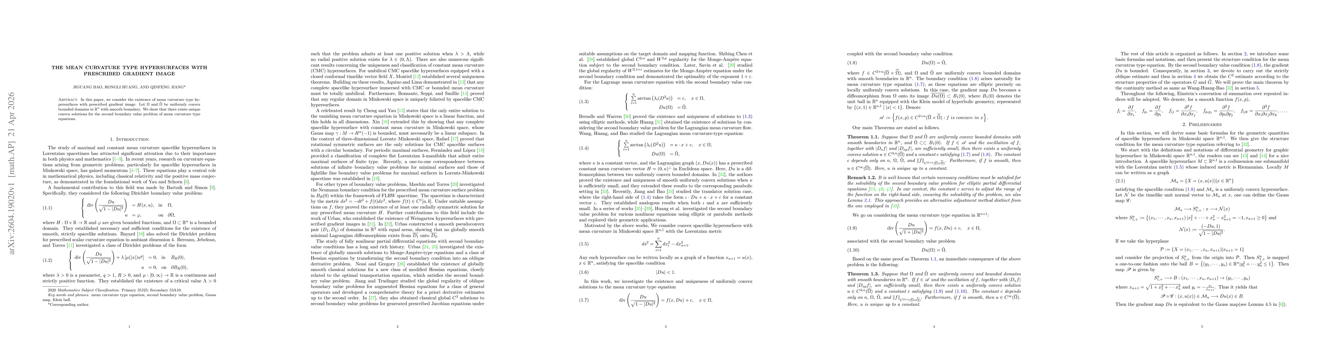 Thumbnail for The mean curvature type hypersurfaces with prescribed gradient image