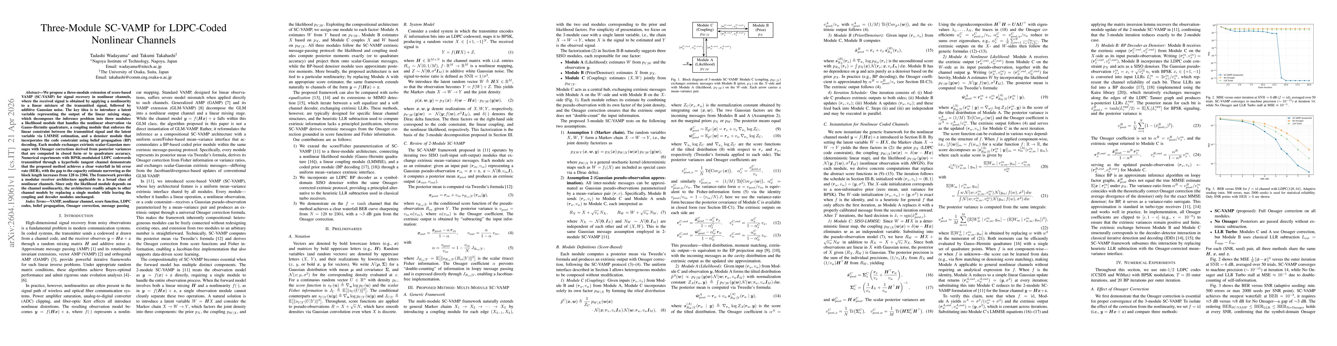 Thumbnail for Three-Module SC-VAMP for LDPC-Coded Nonlinear Channels