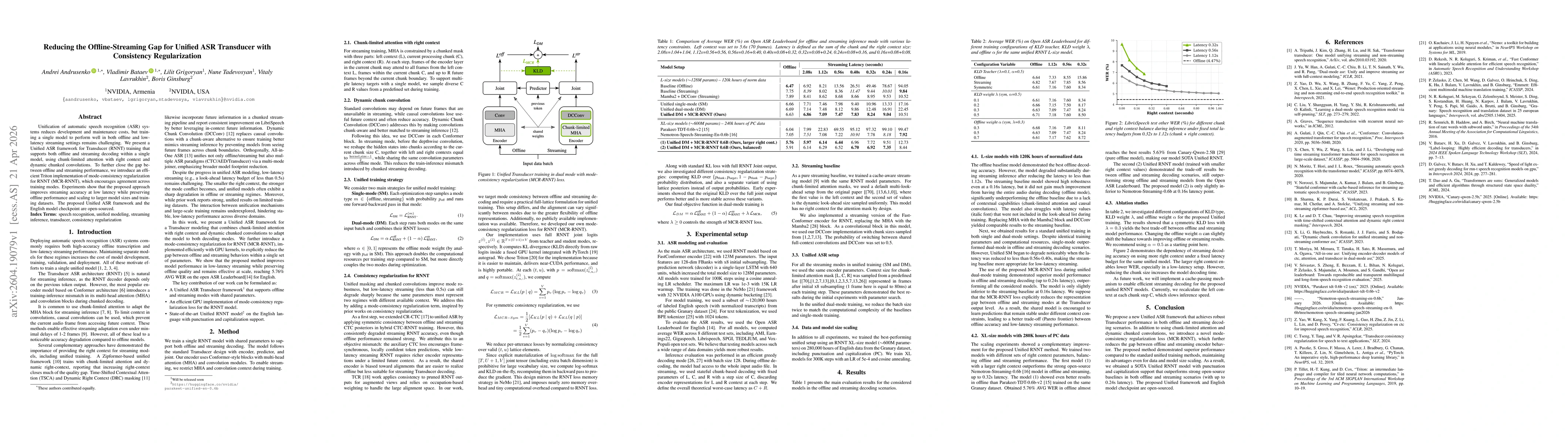 Thumbnail for Reducing the Offline-Streaming Gap for Unified ASR Transducer with Consistency Regularization