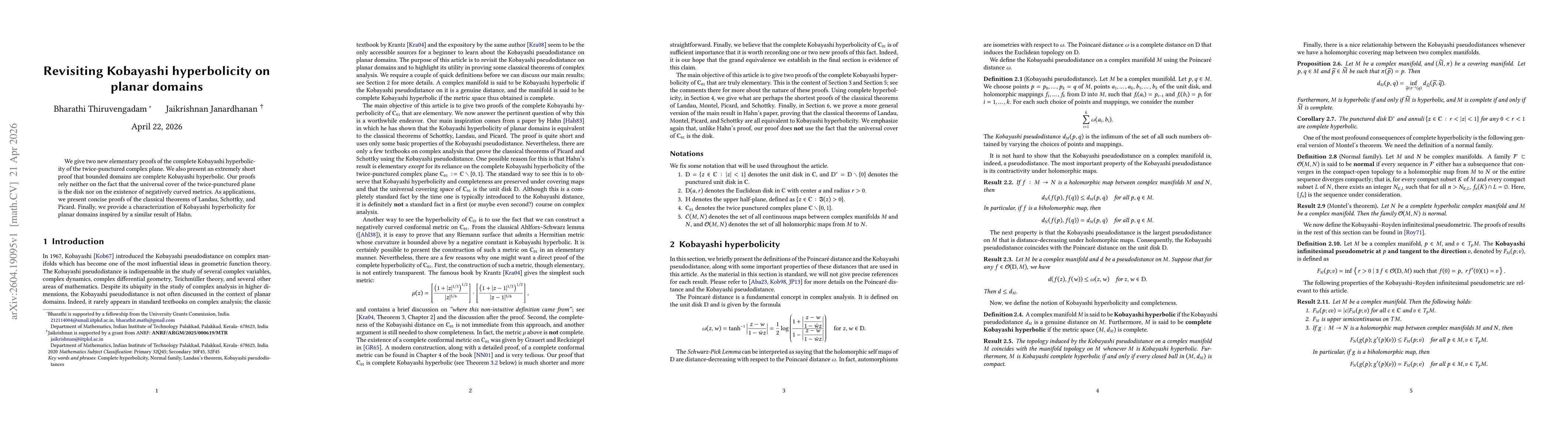 Thumbnail for Revisiting Kobayashi hyperbolicity on planar domains