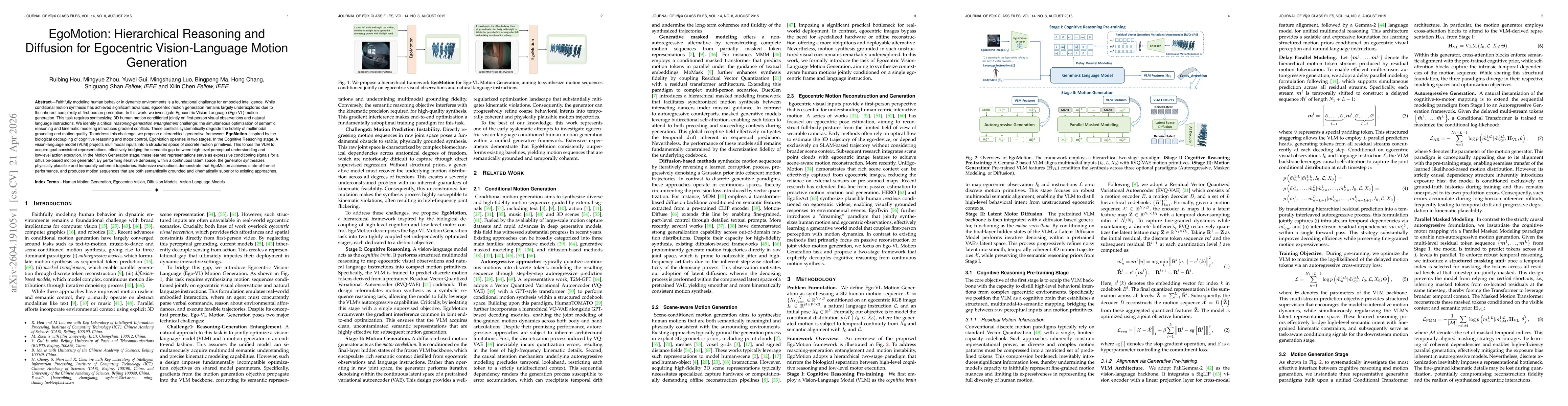Thumbnail for EgoMotion: Hierarchical Reasoning and Diffusion for Egocentric Vision-Language Motion Generation