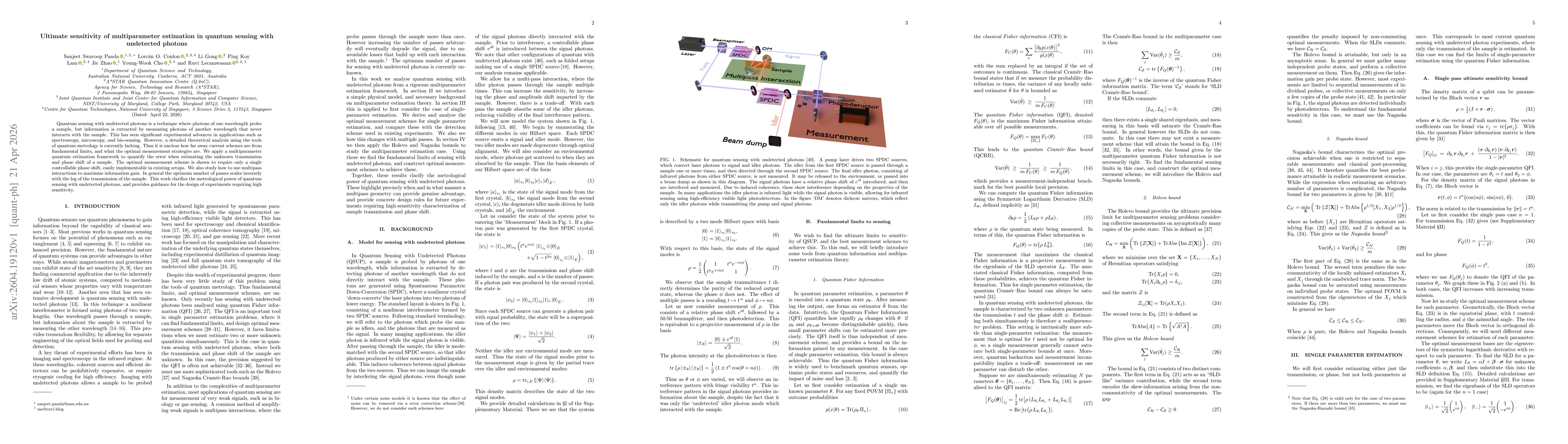 Thumbnail for Ultimate sensitivity of multiparameter estimation in quantum sensing with undetected photons