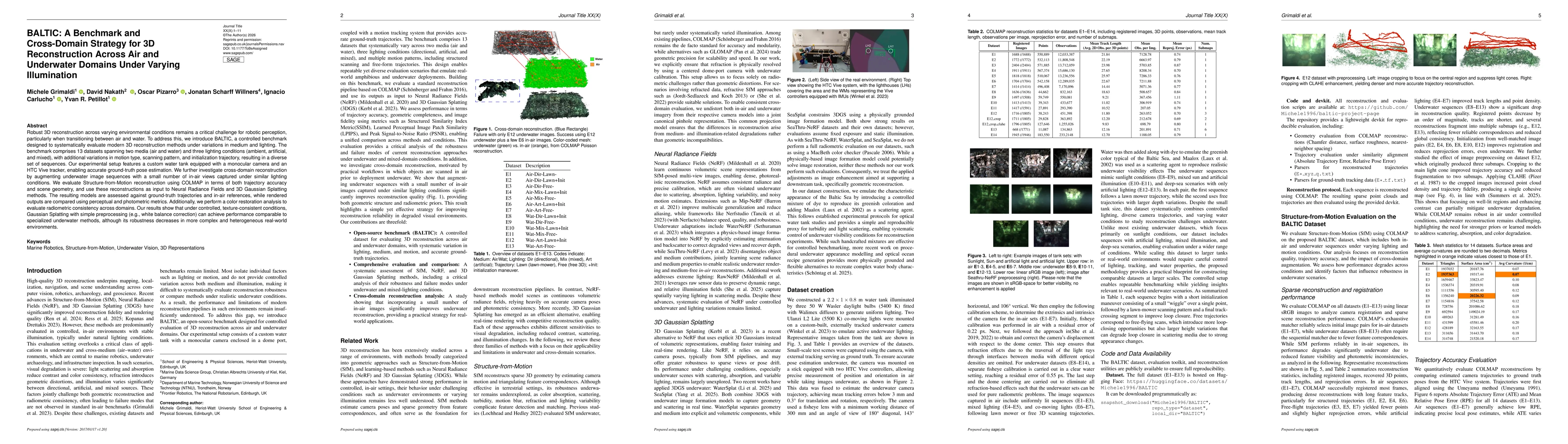 Thumbnail for BALTIC: A Benchmark and Cross-Domain Strategy for 3D Reconstruction Across Air and Underwater Domains Under Varying Illumination