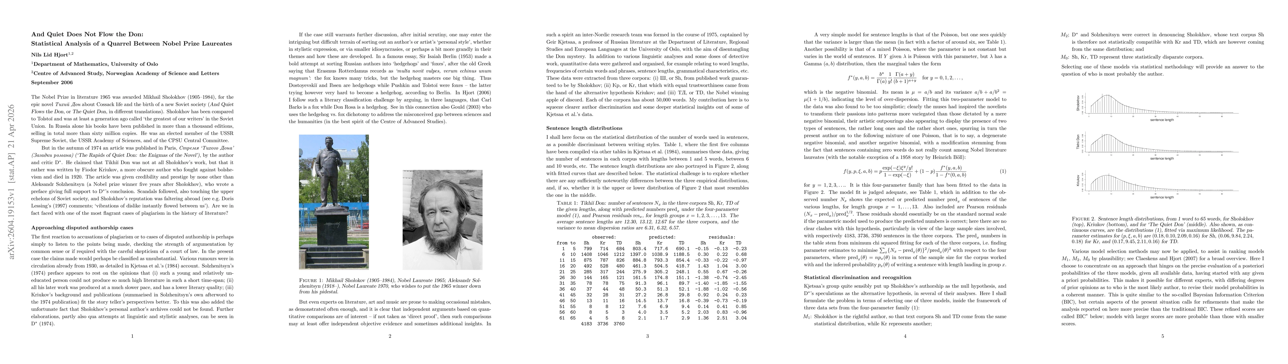 Thumbnail for And Quiet Does Not Flow the Don: Statistical Analysis of a Quarrel Between Nobel Prize Laureates