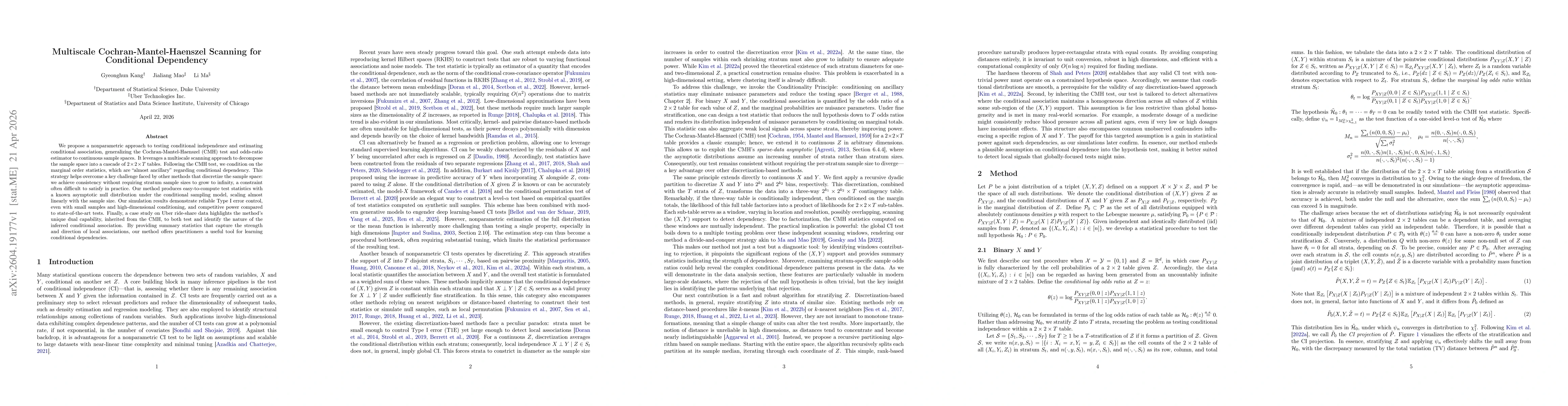 Thumbnail for Multiscale Cochran-Mantel-Haenszel Scanning for Conditional Dependency