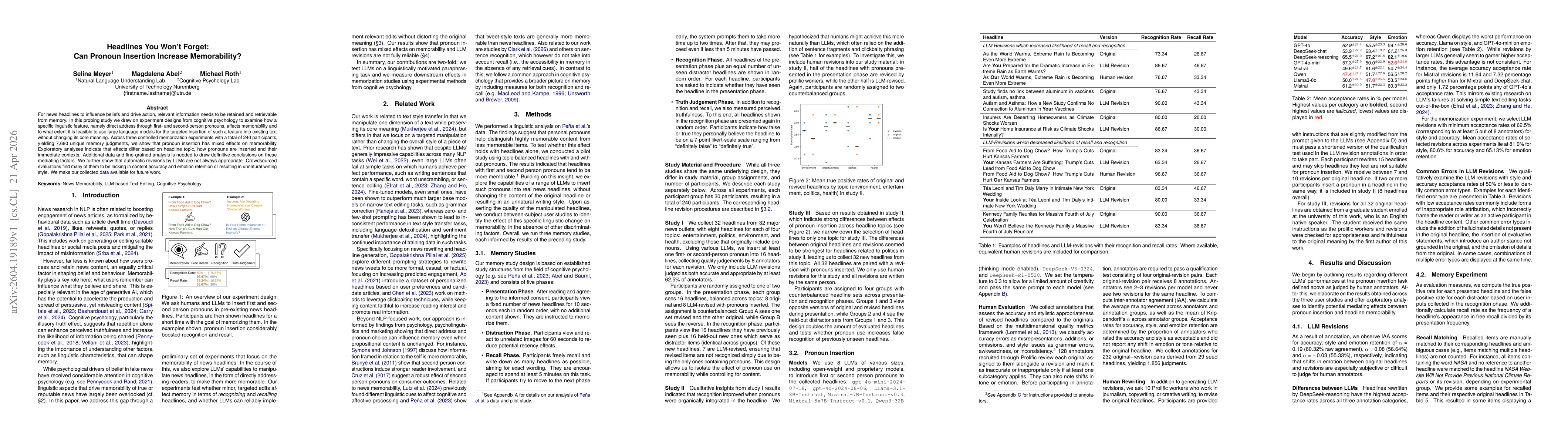 Thumbnail for Headlines You Won't Forget: Can Pronoun Insertion Increase Memorability?