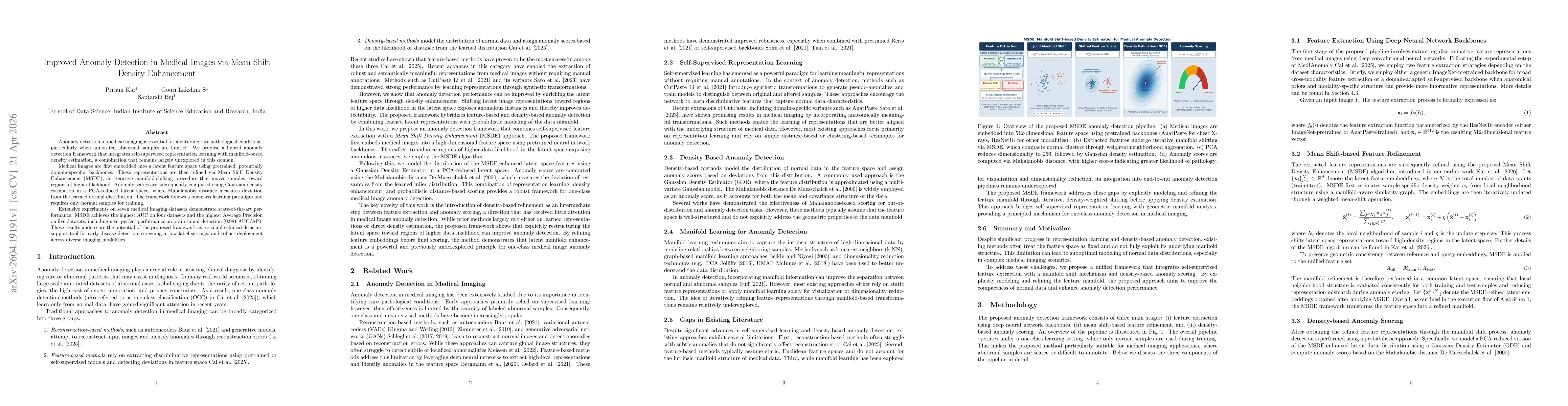 Thumbnail for Improved Anomaly Detection in Medical Images via Mean Shift Density Enhancement