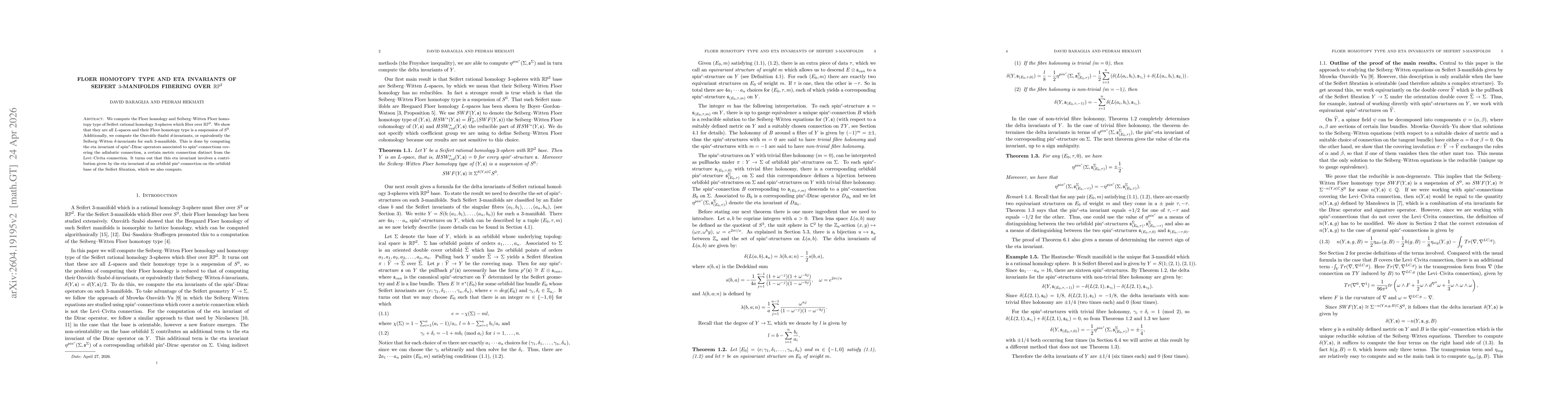 Thumbnail for Floer homotopy type and eta invariants of Seifert $3$-manifolds fibering over $\mathbb{RP}^2$