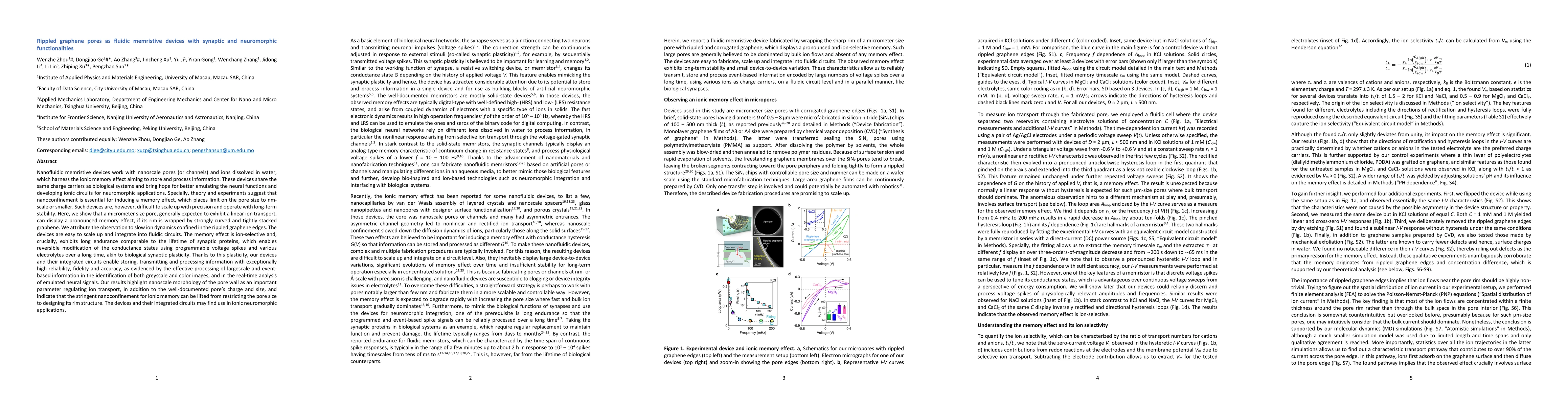 Thumbnail for Rippled graphene pores as fluidic memristive devices with synaptic and neuromorphic functionalities