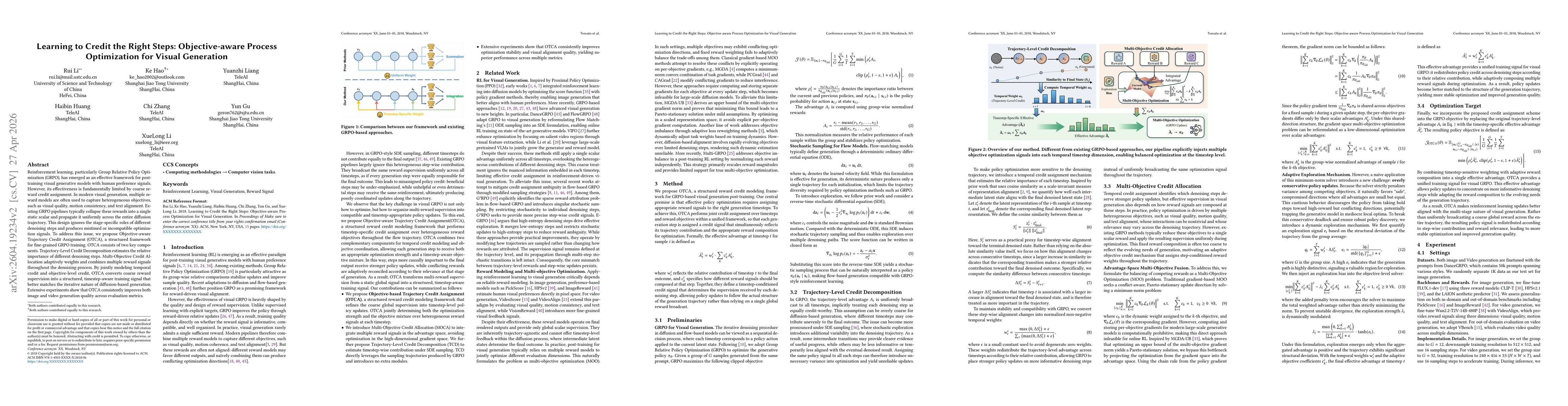Thumbnail for Learning to Credit the Right Steps: Objective-aware Process Optimization for Visual Generation