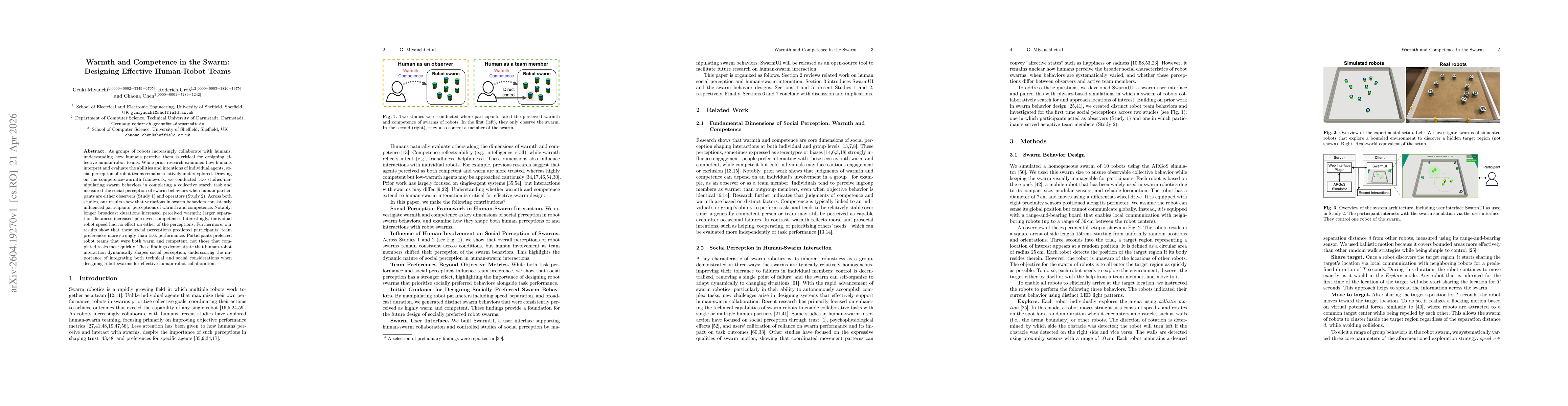 Thumbnail for Warmth and Competence in the Swarm: Designing Effective Human-Robot Teams