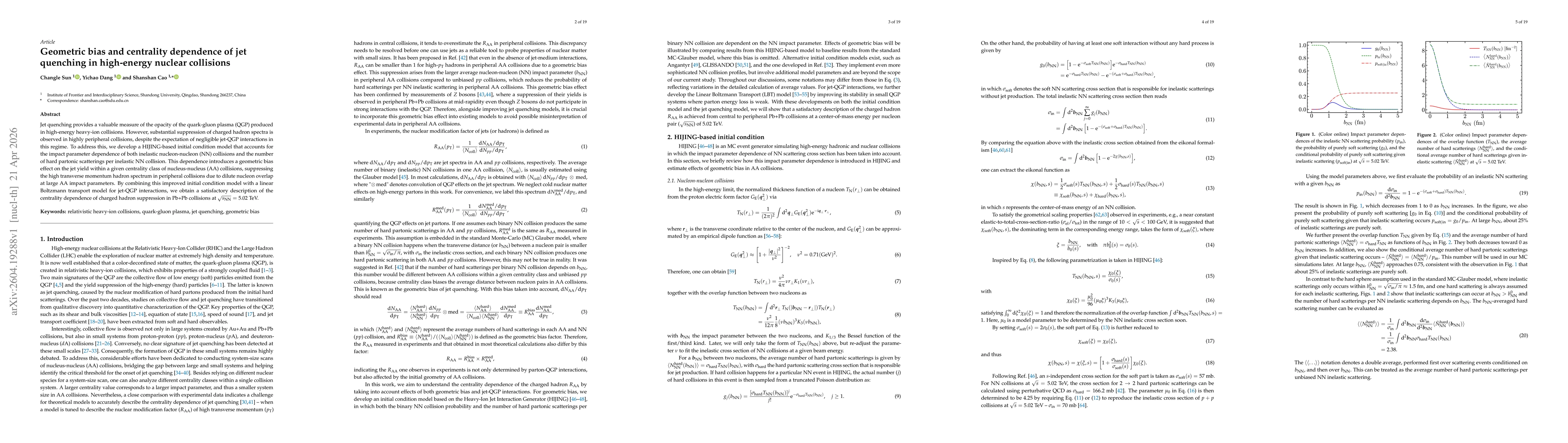 Thumbnail for Geometric bias and centrality dependence of jet quenching in high-energy nuclear collisions