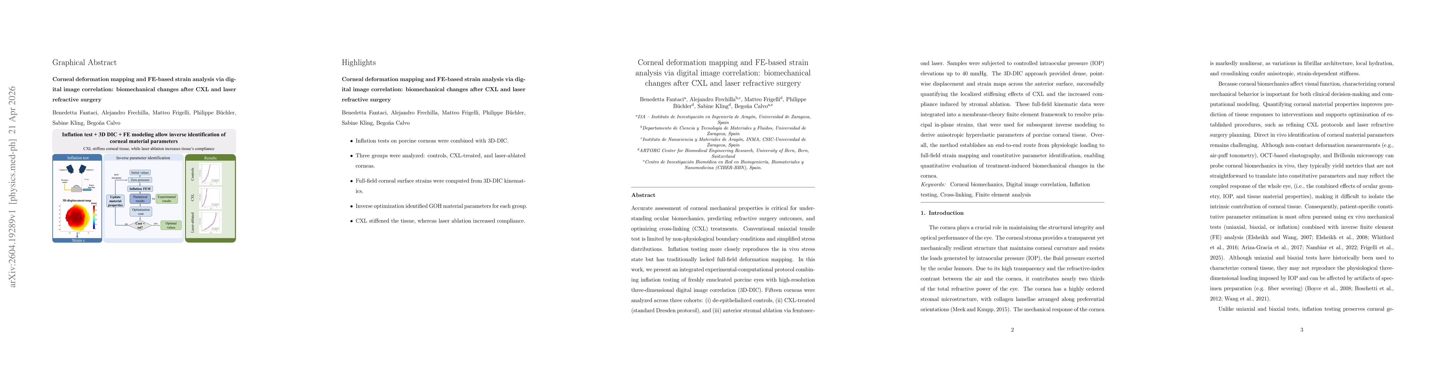 Thumbnail for Corneal deformation mapping and FE-based strain analysis via digital image correlation: biomechanical changes after CXL and laser refractive surgery