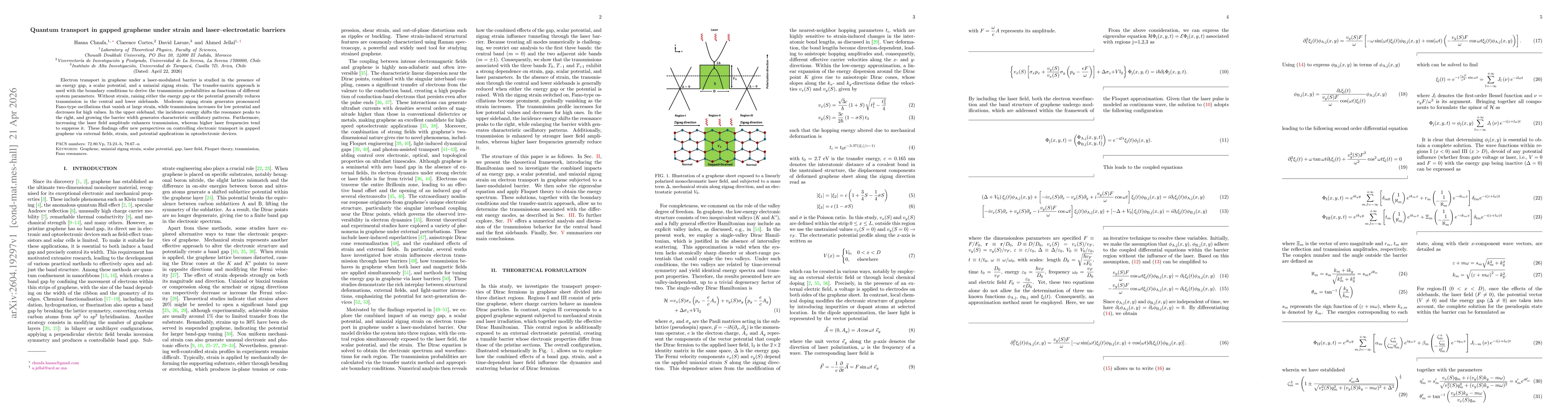 Thumbnail for Quantum transport in gapped graphene under strain and laser--electrostatic barriers