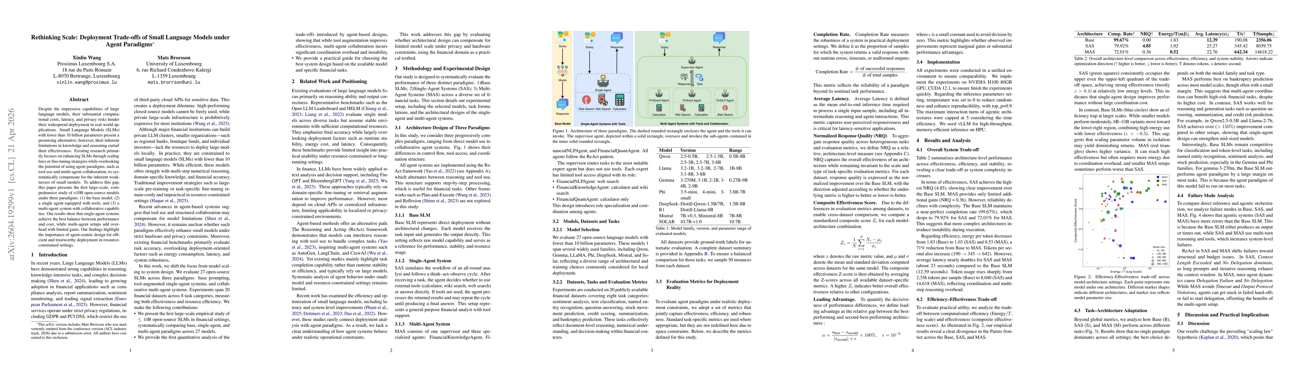 Thumbnail for Rethinking Scale: Deployment Trade-offs of Small Language Models under Agent Paradigms