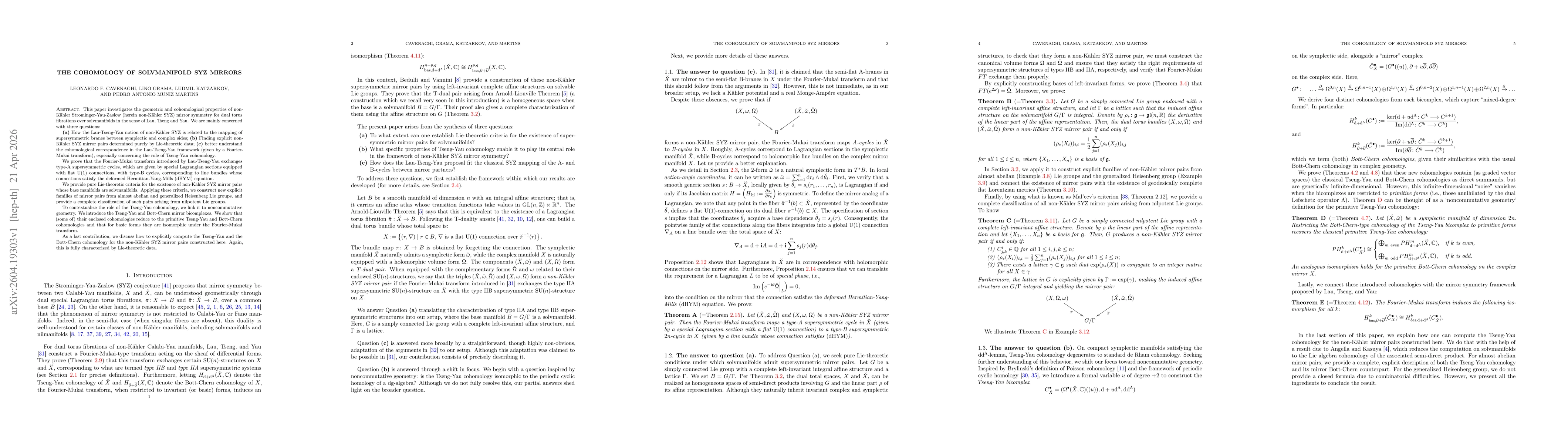 Thumbnail for The Cohomology of Solvmanifold SYZ Mirrors