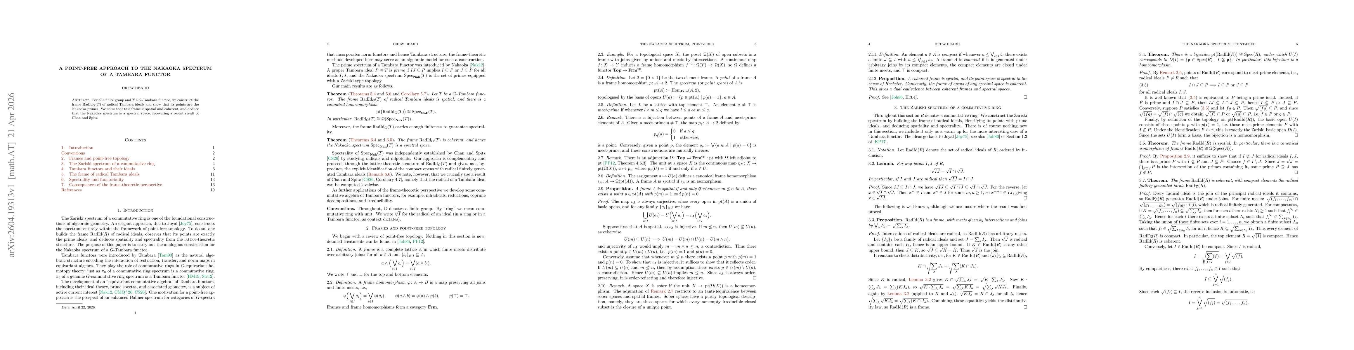 Thumbnail for A point-free approach to the Nakaoka spectrum of a Tambara functor