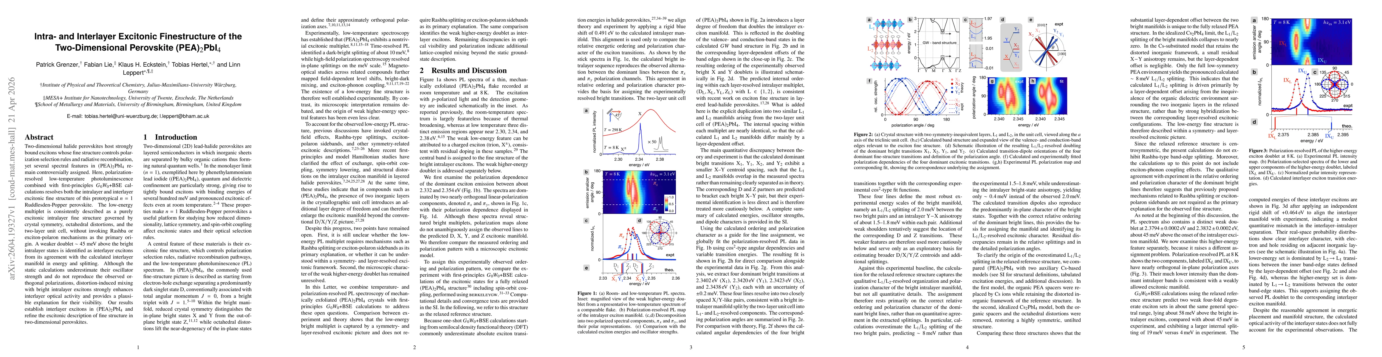 Thumbnail for Intra- and Interlayer Excitonic Fine Structure of the Two-Dimensional Perovskite (PEA)$_2$PbI$_4$