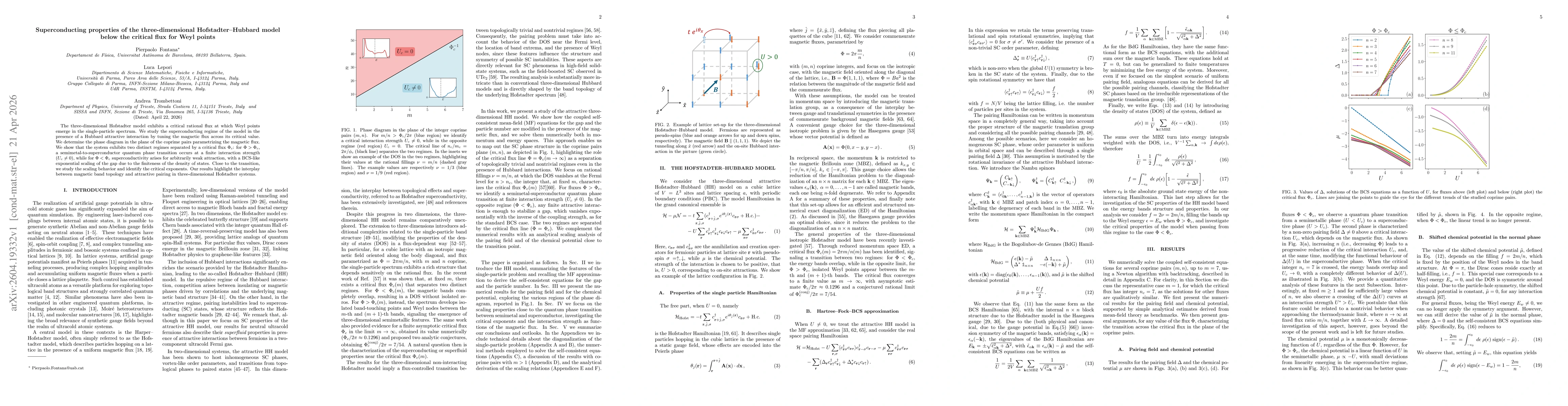 Thumbnail for Superconducting properties of the three-dimensional Hofstadter-Hubbard model below the critical flux for Weyl points