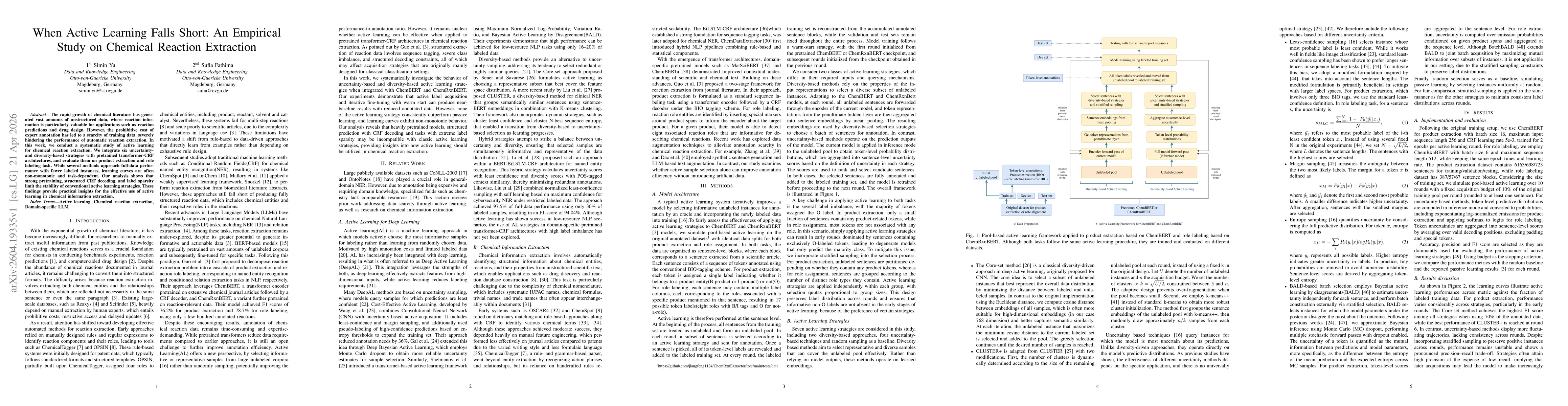 Thumbnail for When Active Learning Falls Short: An Empirical Study on Chemical Reaction Extraction