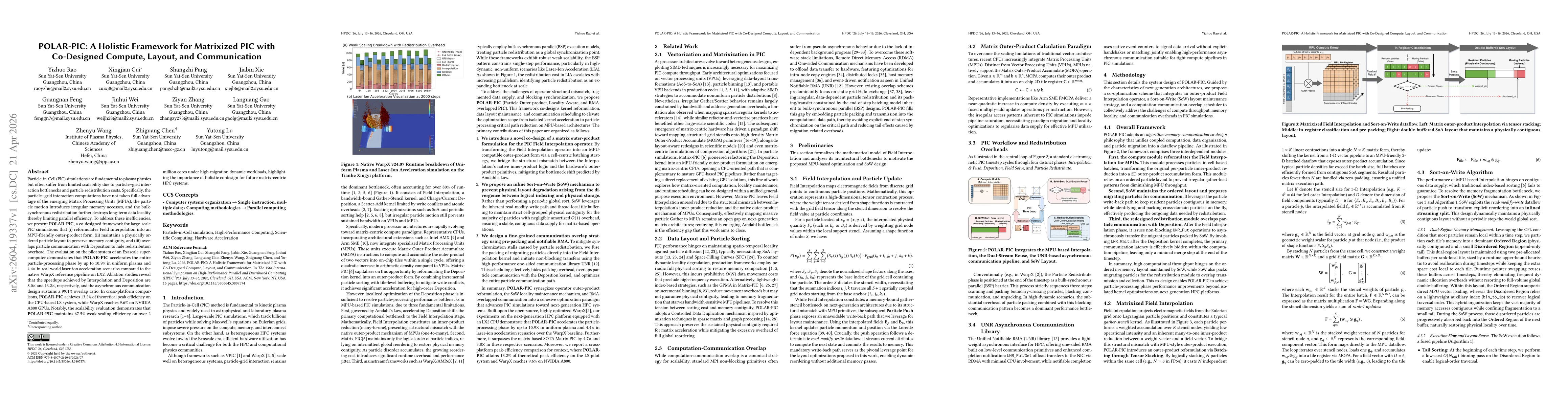 Thumbnail for POLAR-PIC: A Holistic Framework for Matrixized PIC with Co-Designed Compute, Layout, and Communication