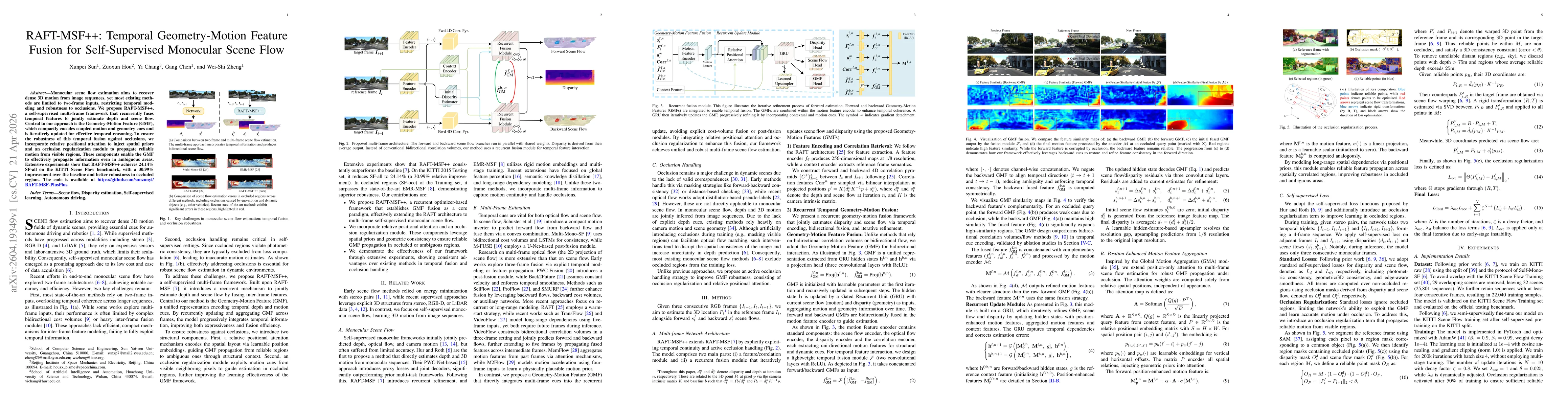 Thumbnail for RAFT-MSF++: Temporal Geometry-Motion Feature Fusion for Self-Supervised Monocular Scene Flow