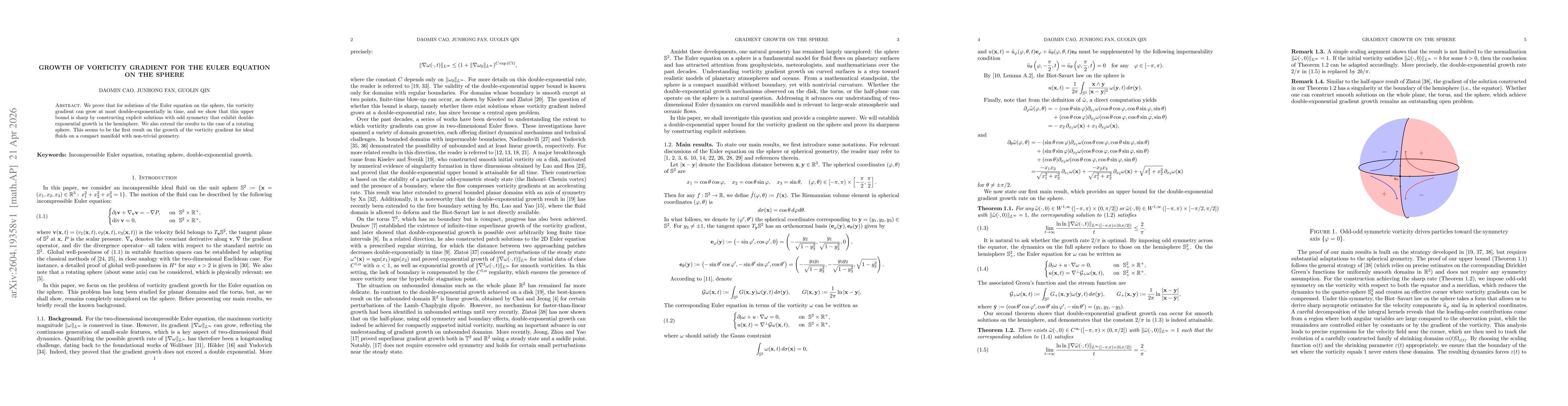 Thumbnail for Growth of vorticity gradient for the Euler equation on the sphere