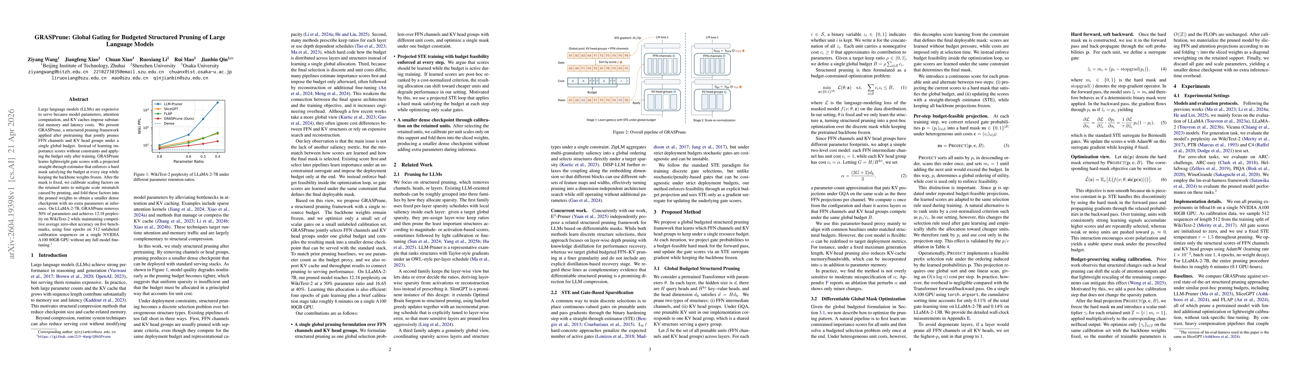 Thumbnail for GRASPrune: Global Gating for Budgeted Structured Pruning of Large Language Models