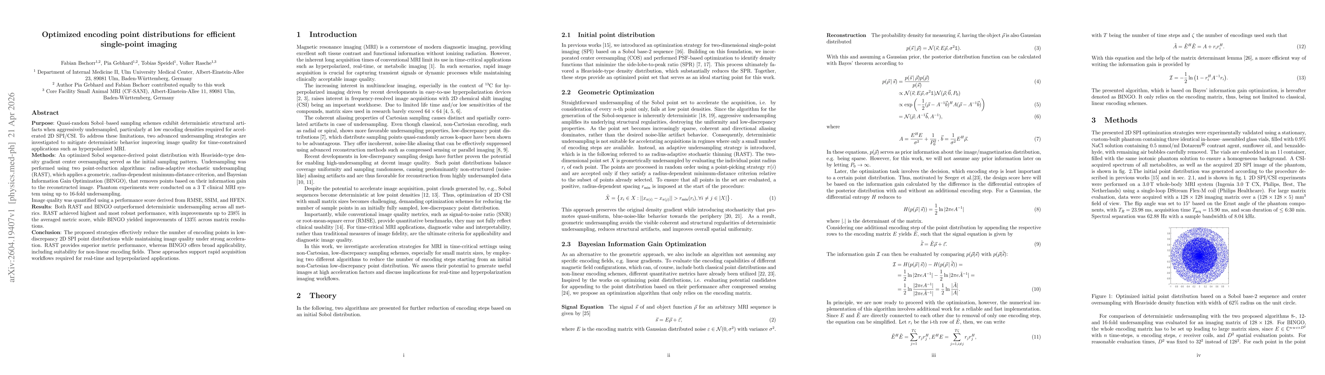 Thumbnail for Optimized encoding point distributions for efficient single-point imaging