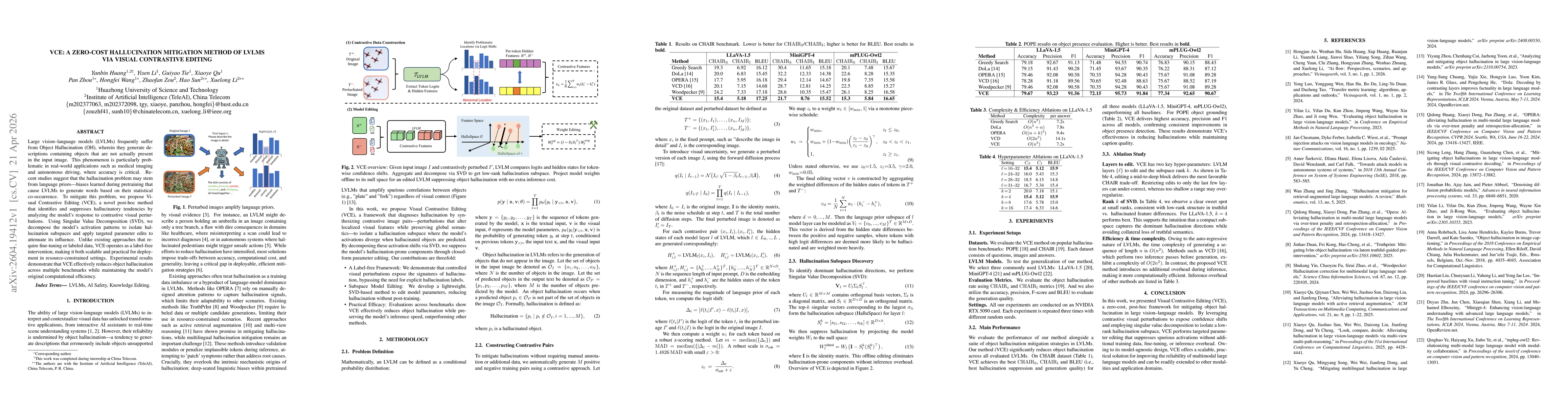 Thumbnail for VCE: A zero-cost hallucination mitigation method of LVLMs via visual contrastive editing