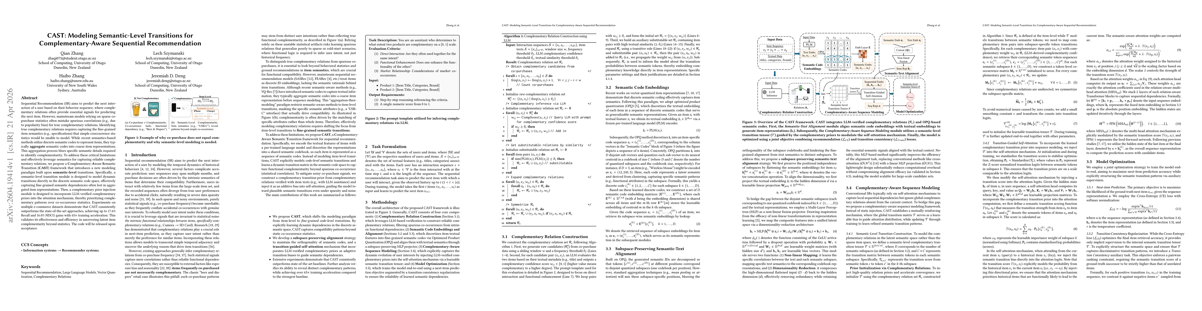 Thumbnail for CAST: Modeling Semantic-Level Transitions for Complementary-Aware Sequential Recommendation