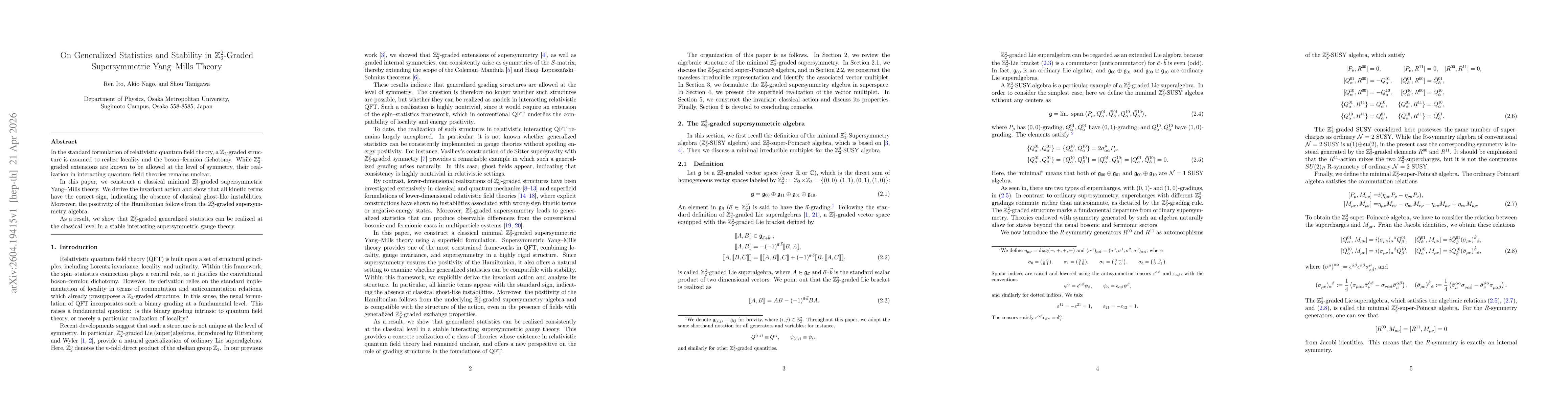 Thumbnail for On Generalized Statistics and Stability in $\mathbb{Z}_2^2$-Graded Supersymmetric Yang-Mills Theory