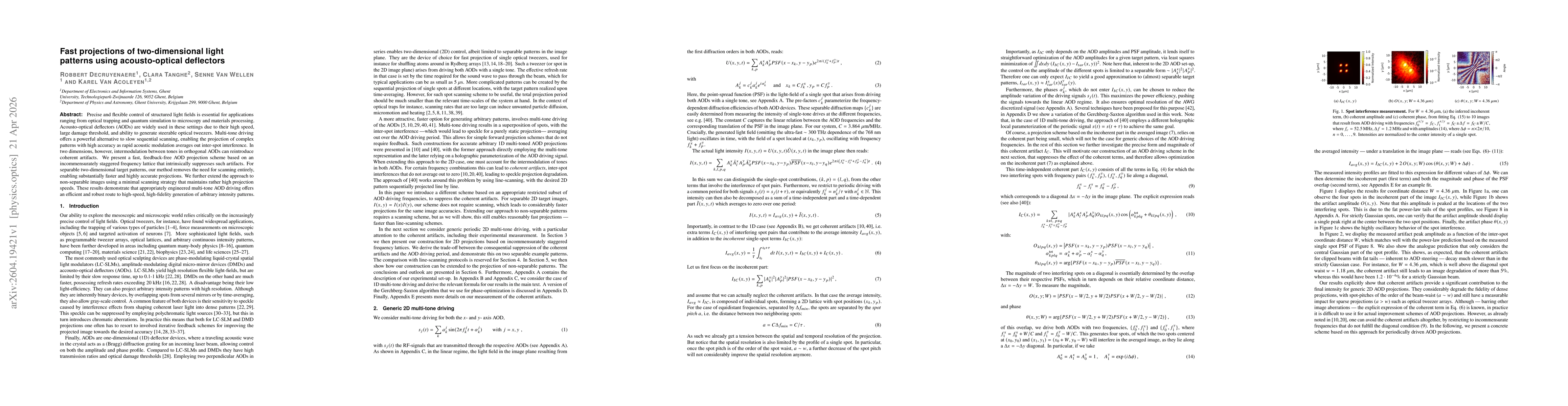 Thumbnail for Fast projections of two-dimensional light patterns using acousto-optical deflectors