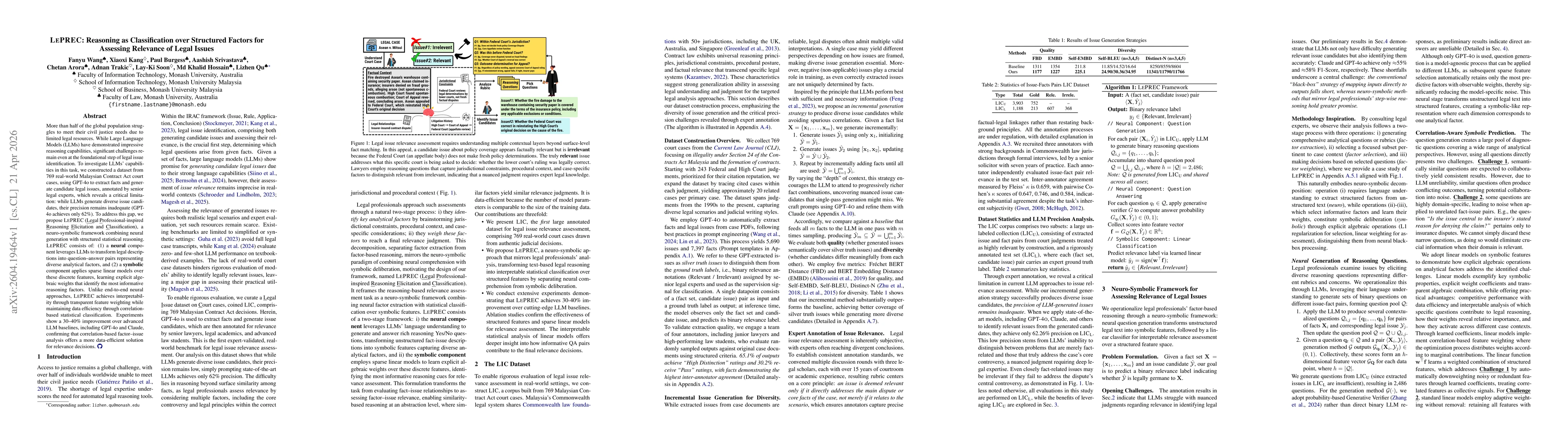 Thumbnail for LePREC: Reasoning as Classification over Structured Factors for Assessing Relevance of Legal Issues
