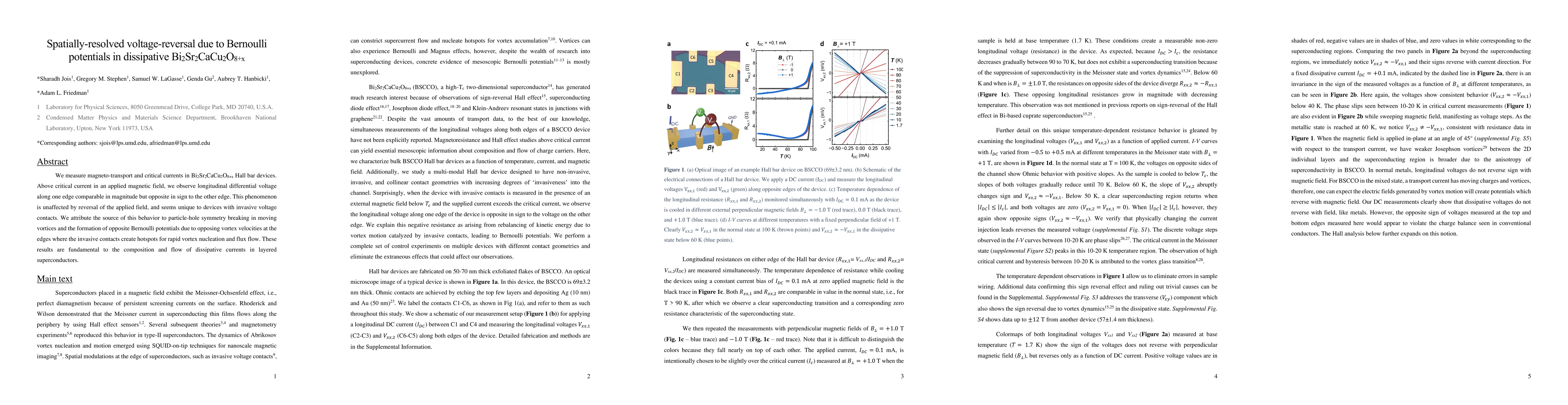 Thumbnail for Spatially-resolved voltage-reversal due to Bernoulli potentials in dissipative Bi$_2$Sr$_2$CaCu$_2$O$_{8+x}$