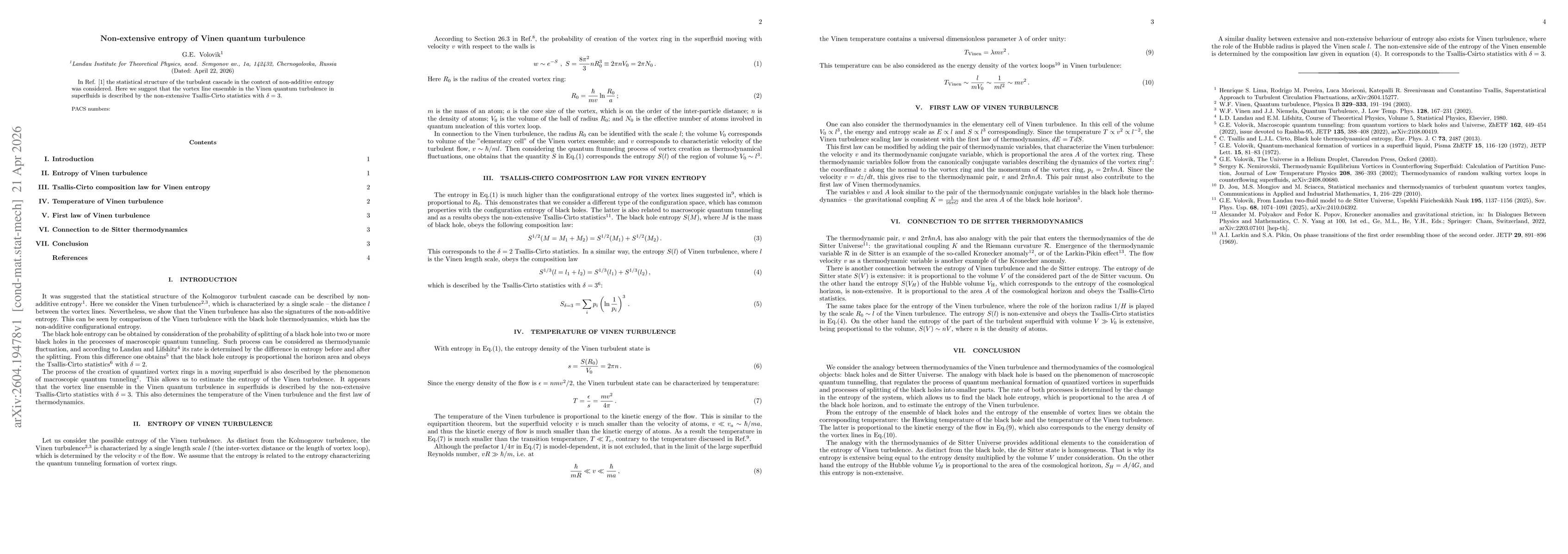 Thumbnail for Non-extensive entropy of Vinen quantum turbulence
