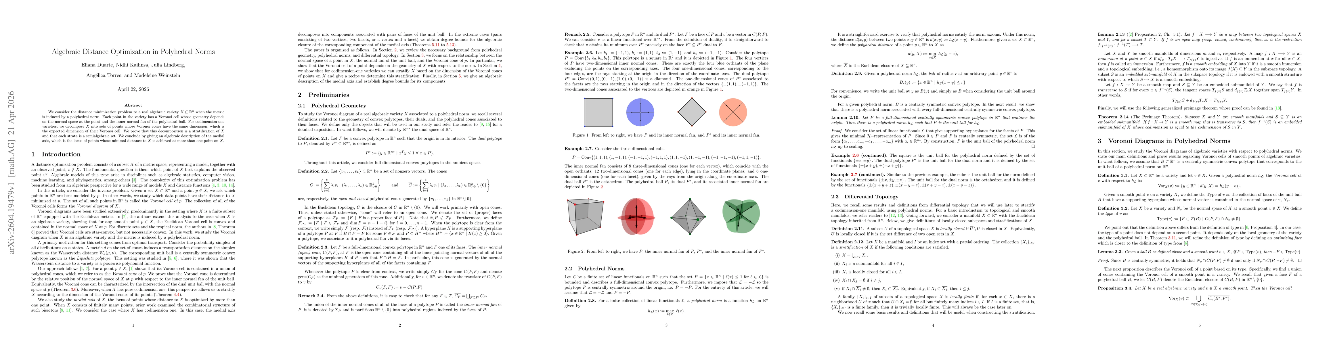 Thumbnail for Algebraic Distance Optimization in Polyhedral Norms