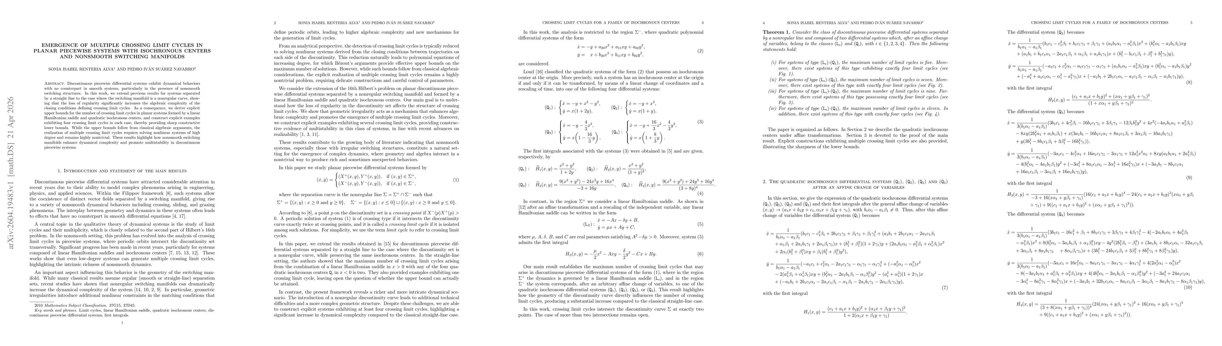 Thumbnail for Emergence of Multiple Crossing Limit Cycles in Planar Piecewise Systems with Isochronous Centers and Nonsmooth Switching Manifolds
