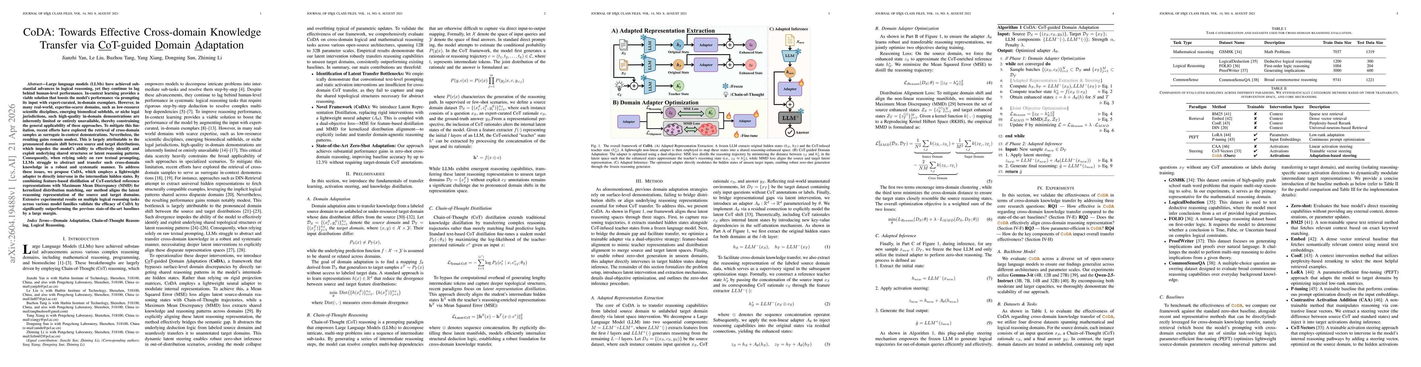 Thumbnail for CoDA: Towards Effective Cross-domain Knowledge Transfer via CoT-guided Domain Adaptation