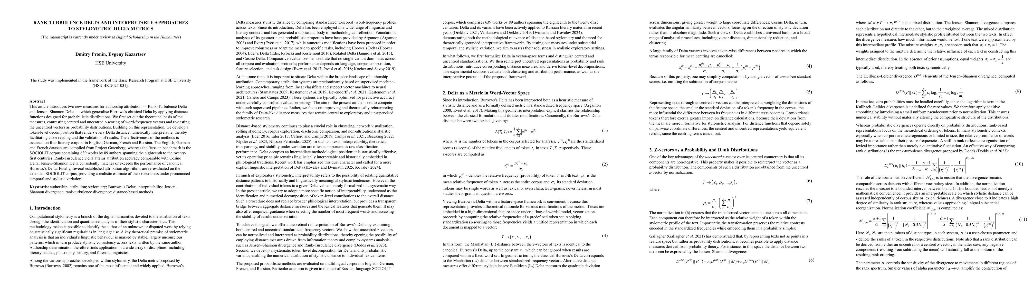 Thumbnail for Rank-Turbulence Delta and Interpretable Approaches to Stylometric Delta Metrics