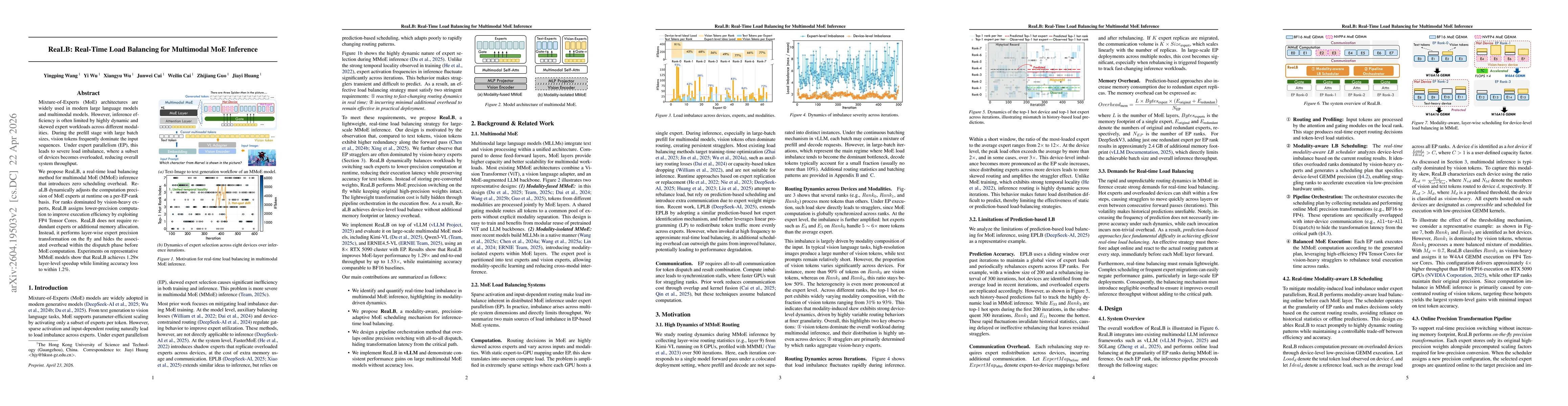 Thumbnail for ReaLB: Real-Time Load Balancing for Multimodal MoE Inference