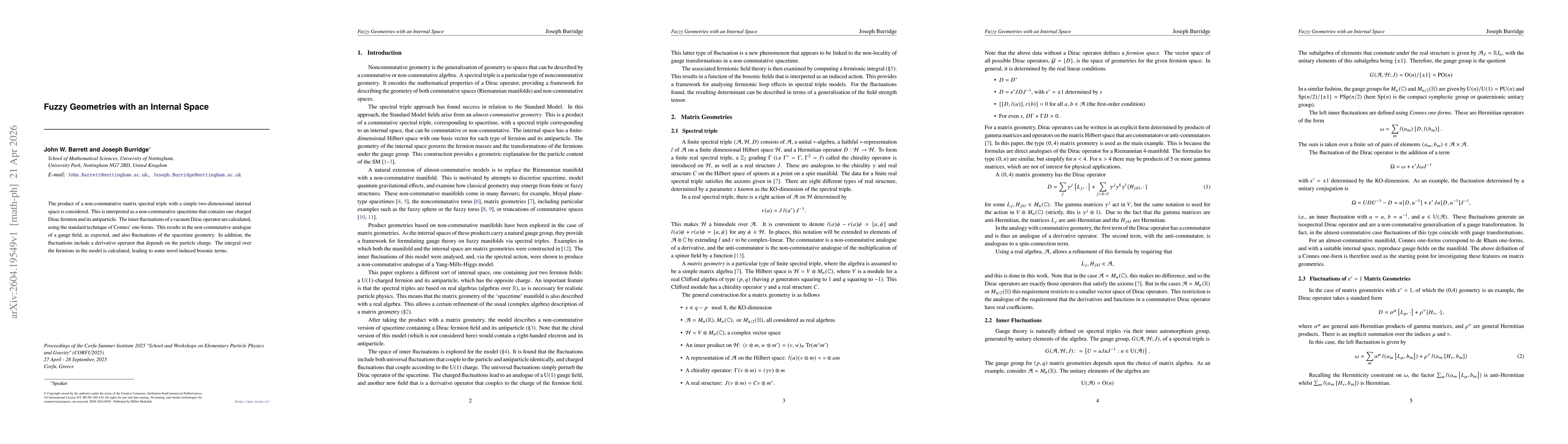 Thumbnail for Fuzzy Geometries with an Internal Space