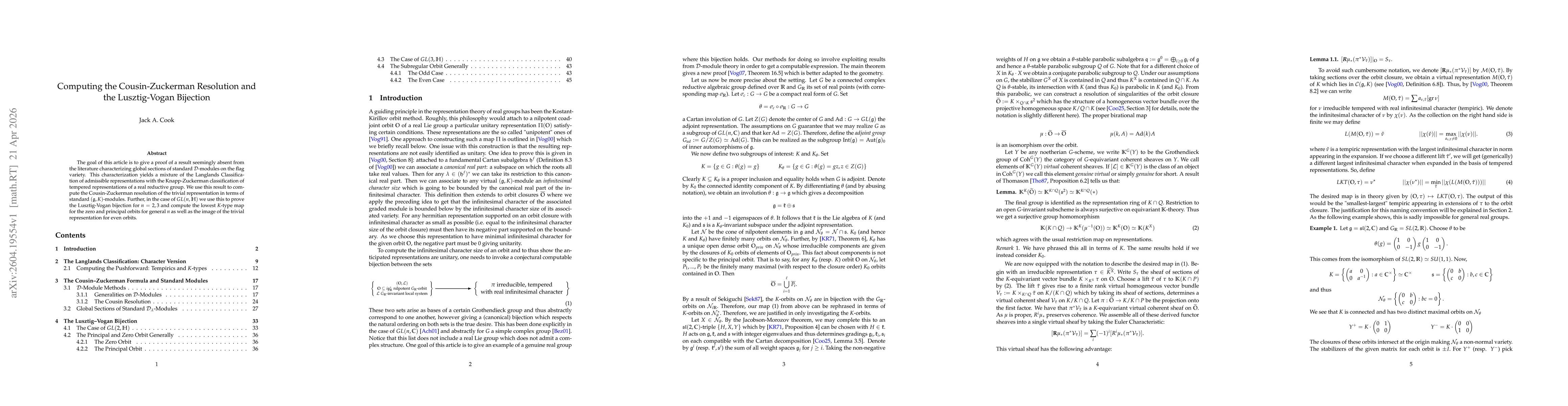 Thumbnail for Computing the Cousin-Zuckerman Resolution and the Lusztig-Vogan Bijection