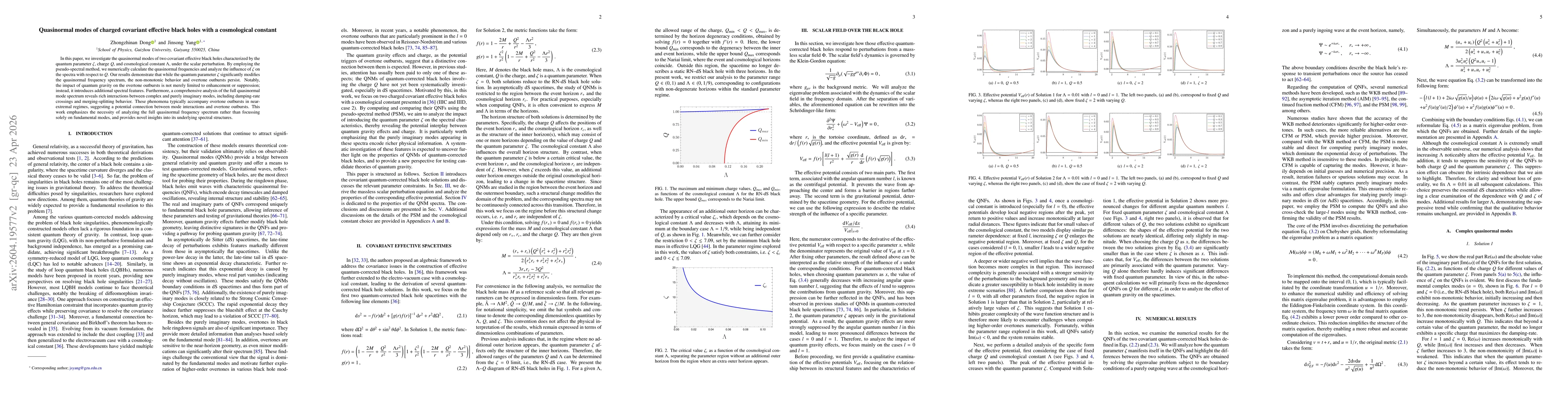 Thumbnail for Quasinormal modes of charged covariant effective black holes with a cosmological constant