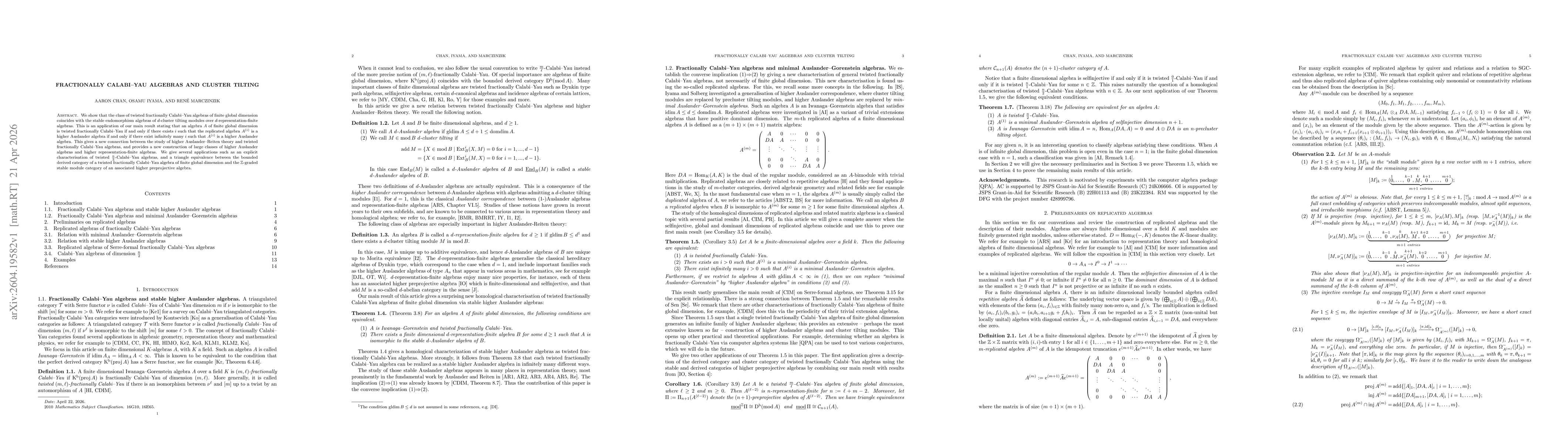 Thumbnail for Fractionally Calabi-Yau algebras and cluster tilting
