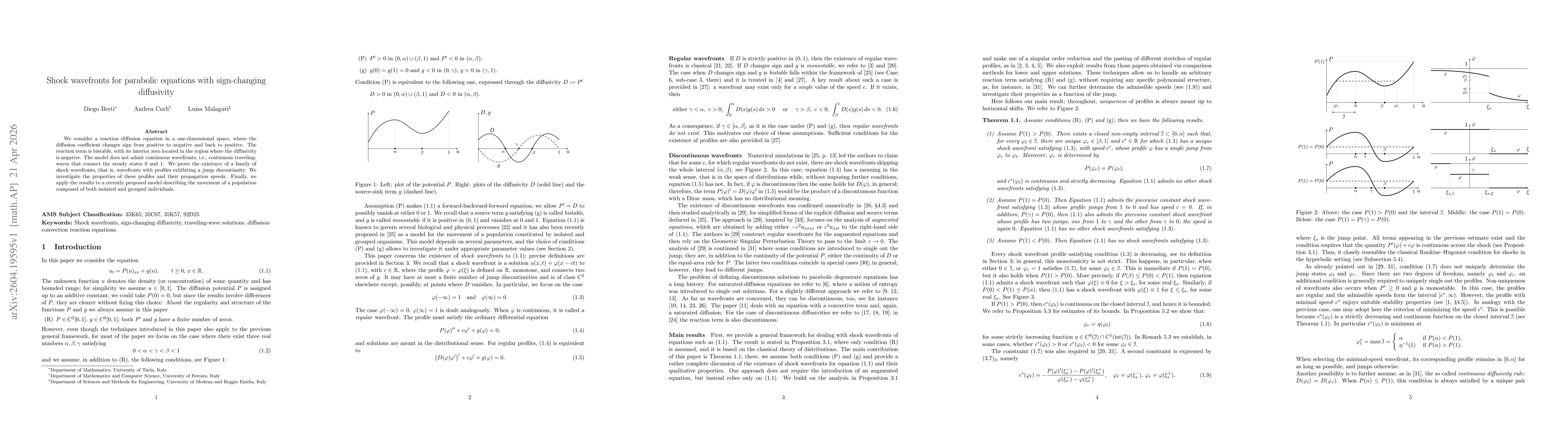 Thumbnail for Shock wavefronts for parabolic equations with sign-changing diffusivity